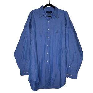 Ralph Lauren Vintage Dress Shirt Men's 17.5 34/35 Blue Long Sleeve Button Down